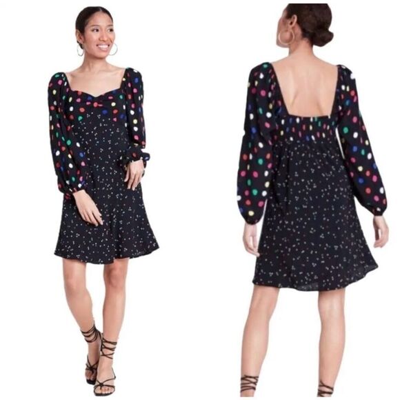 Rixo for Target Black Polka Dot Long Sleeve‎ Dress - Picture 1 of 5